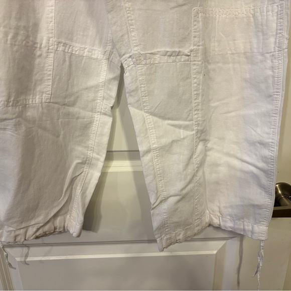 ZARA LINEN BLEND CARGO PANTS - Picture 8 of 10